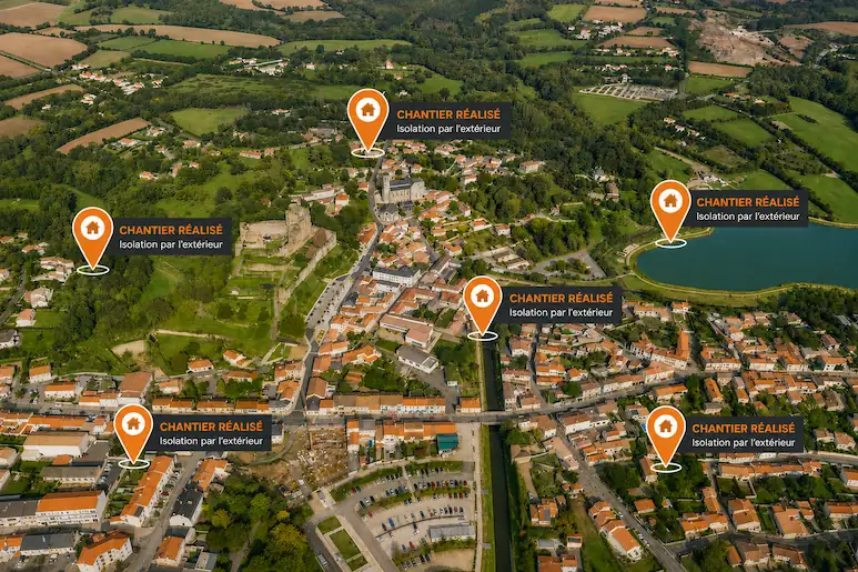 réalisation d'Isolation par l'extérieur Talmont Saint Hilaire chantier